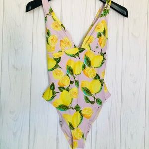 Pink with lemons bathing suit size small one piece